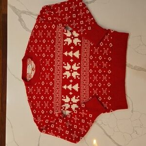 Love Riche Fair Isle Nordic Snowflake Crewneck Knit Sweater Red Medium